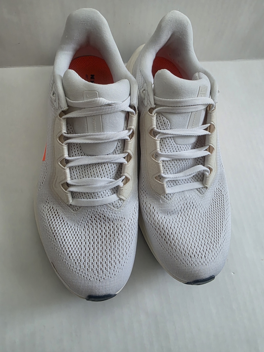 Nike Air Zoom Pegasus Women's White Running Shoes with Orange Insole Accent Used